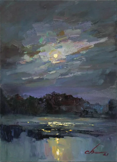 Landscape painting Original art Impressionism Oil on canvas by S. Chernyakovsky