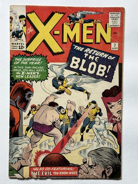 X-Men #7 - 2nd Blob app Kirby/Lee (Scarlet Witch, Magneto, Quicksilver) (1964)