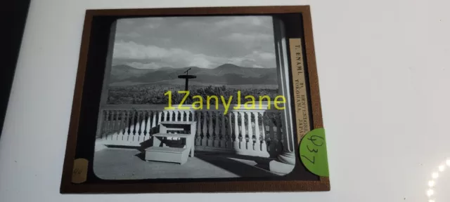 Q37 HISTORIC Glass Magic Lantern Slide World Cruise 44 T ENAMI VIEW FROM PATIO