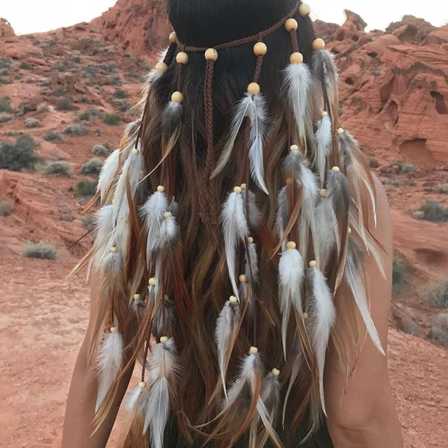 48cm Indian Handmade Peacock Headpiece Hair Band Feather Hair Accessories