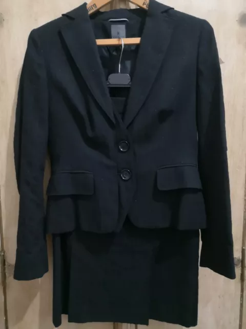 Tailleur Donna Xandres completo misto lana  tg giacca 40 TG gonna 38 nero gessat