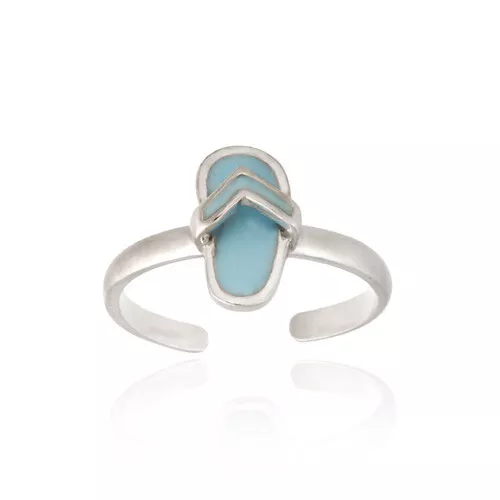 925 Silver Light Blue Enamel Flip Flop Toe Ring