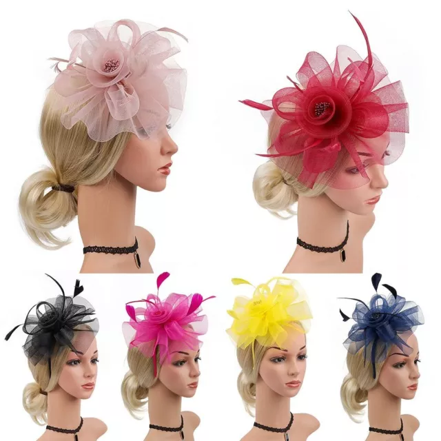 Feathers Ribbon Hair Band Bridal Derby Hat Vintage Kentucky Headband  Women