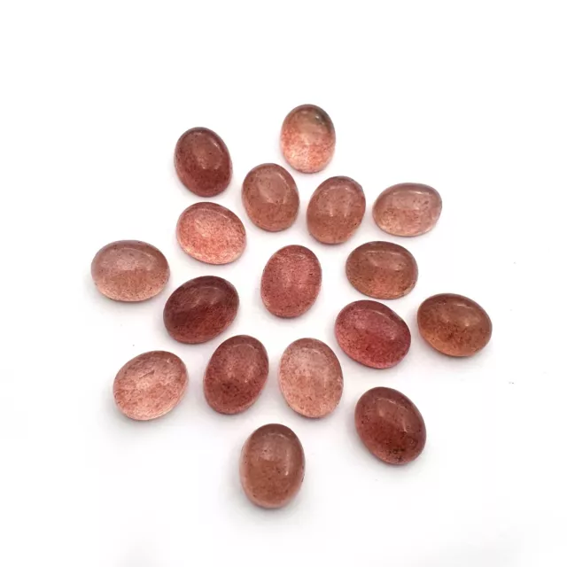 Naturel Fraise Quartz Ovale Desseré Cabochon Gemme Lot 38 Pièces 8 10 MM 121 CT