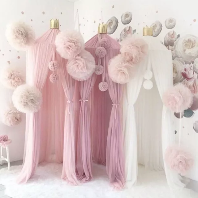 Baby Girls Room Decoration Princess Chiffon Canopy Bed Curtain Net Ball New