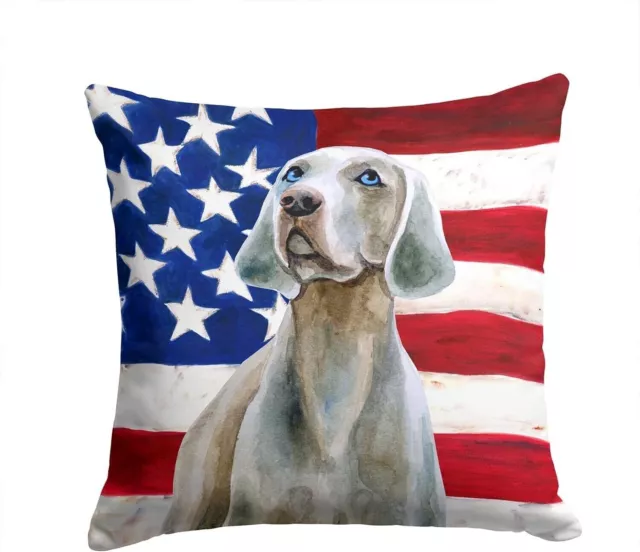 Caroline's Treasures BB9674PW1414 Weimaraner Patriotic Fabric Decorative Pillow