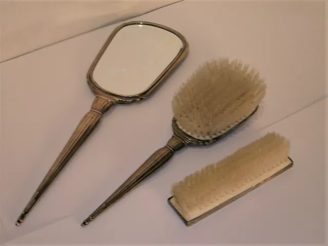 BIRKS Mirror and Brush Sterling Silver Set + Extra Brush for England