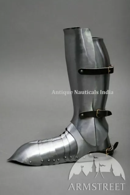 Coppia di gambali medievali Cavaliere Larp Armatura Protezione per le gambe...