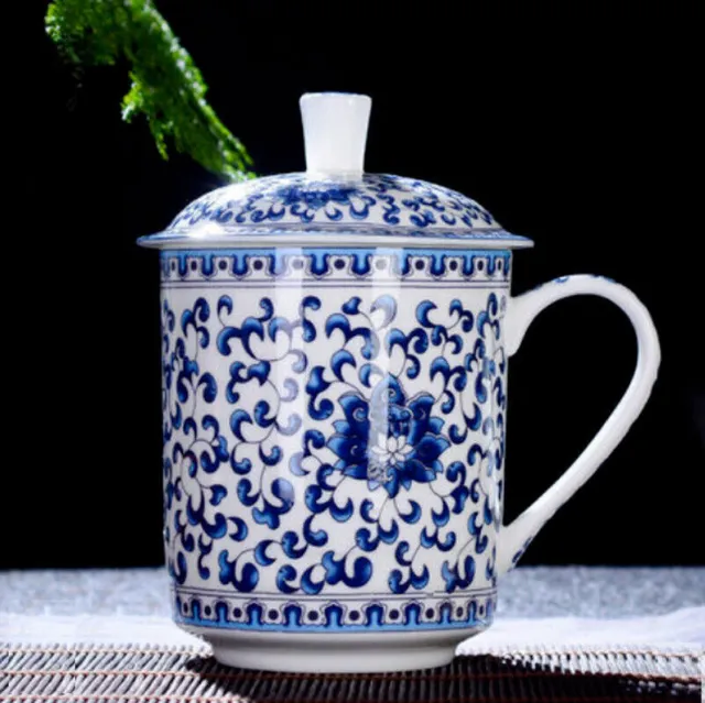 400ML Chinese Porcelain Coffee Mug with Cover Ceramic Office Tea Cups