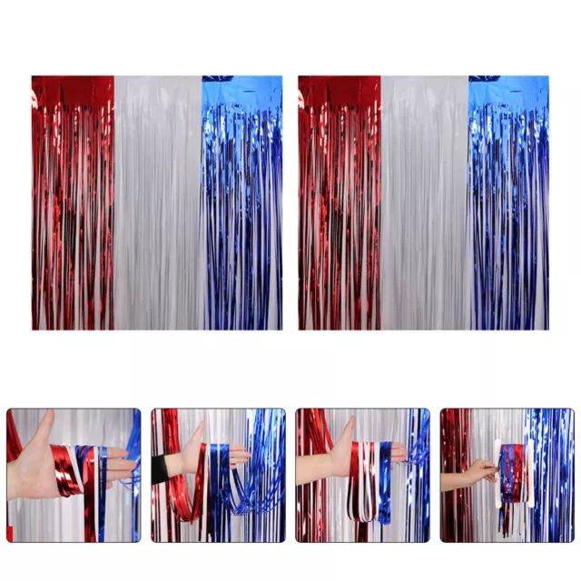 3 Pcs The Pet Independence Day Rain Curtain White Background Hanging Decor