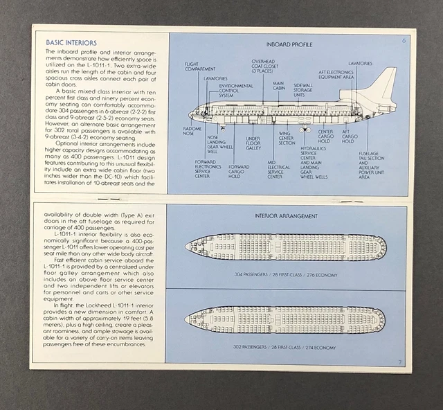 Lockheed Tristar L-1011-1 Hersteller Verkaufsbroschüre 1981 Sitzkarten 2
