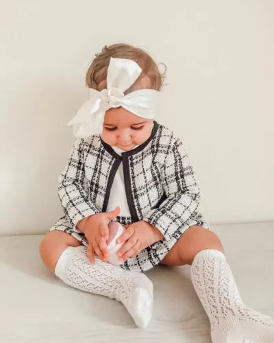 Toddler Baby Girl Plaid Dress Long Sleeve Jumpsuit Romper Coats Outfit Dress Set 2