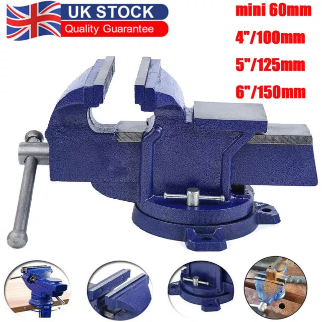 UK Heavy Duty Bench Vice Swivel Base Workshop Engineers Vice Vise Clamp Jaw Work