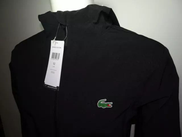 LACOSTE MENS HOODED BLACK JACKET COAT FR 48 SMALL rrp 200 EUR 87