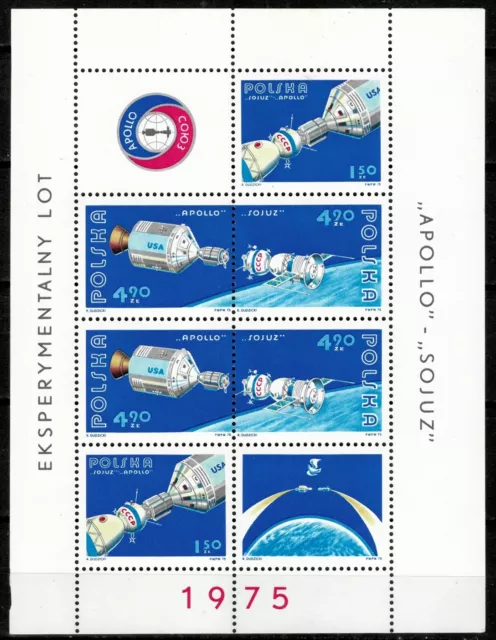 Poland 1975 ☀ Apollo and Soyuz Linked in Space - Souvenir Sheet ☀ MNH**