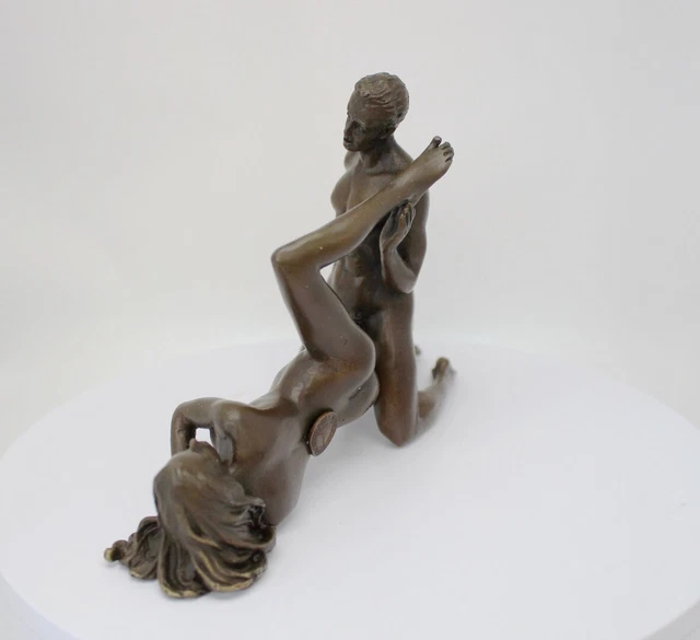 Estatua Pareja Sexy Art Deco Estilo Art Nouveau Estilo Bronce sólido Firmado 3