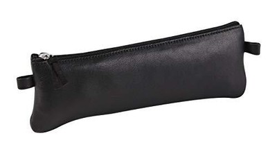 Clairefontaine 8323C Noir Trousse Scolaire Trapèze 21x6x6 cm en Cuir Véritable 