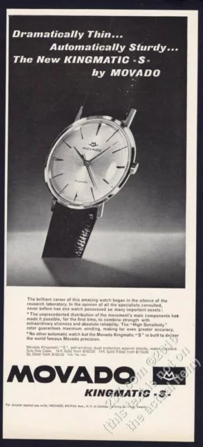 1962 Movado Kingmatic S watch photo vintage print ad