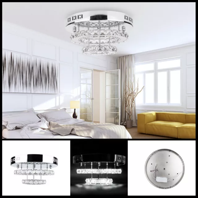 Modern LED Crystal Ceiling Lights Pendant Chandelier Lamp Living Dining Room