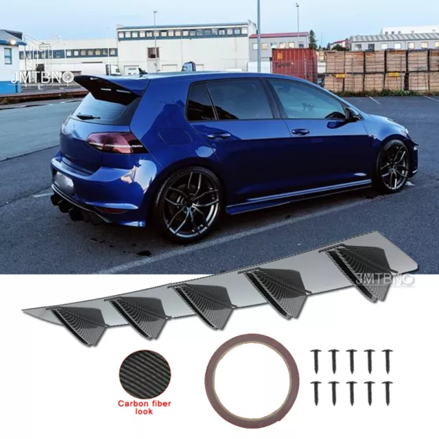 For Volkswagen Golf Jetta Car Rear Diffuser Bumper Fins Spoiler Lip Carbon Fiber
