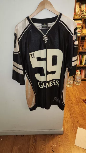Guinness Shirt Football Jersey Mens XXL Black Gold Beer 1759 Alcohol Collectible