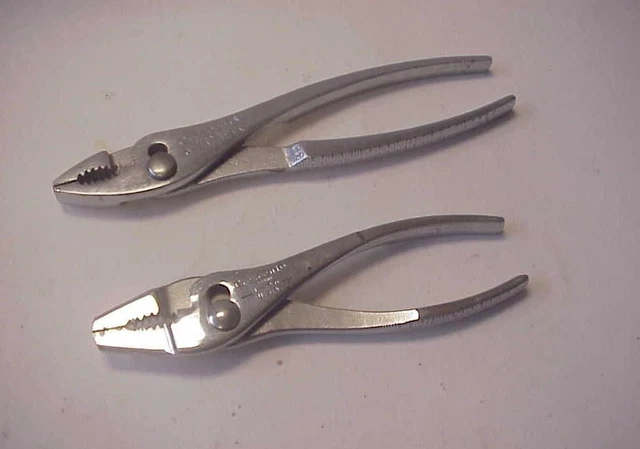 2 Vintage Crescent L-26 Thin Nose 6-3/4" & G-28 8" Slip Joint Pliers - EXC