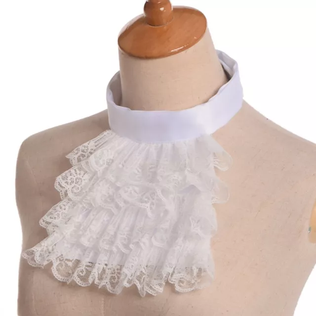 Jabot Collar Victorian Detachable Lace Ruffle White Steampunk Edward Collar