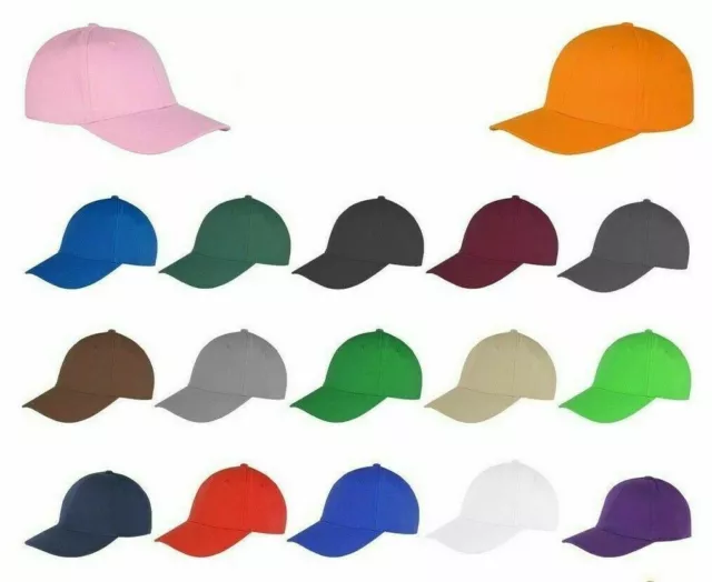 1x Mens Womens Plain Cotton Baseball Cap Adjustable Peak Sport Summer Caps