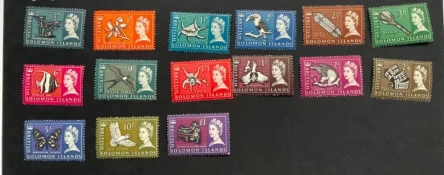 British Solomon Islands 1965 OEII Def. stamp set (15), MLH, CAT £55, SG112-26