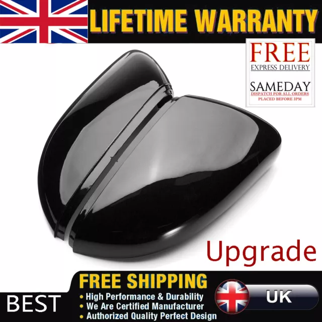 2Pcs Gloss Black Door Wing Mirror Cover Caps L + R For VW Golf/GTI MK6 2009-2013