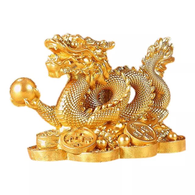 Feng Shui 2024 Chinese Zodiac Dragon with Money coin Statue Figurine Decoration