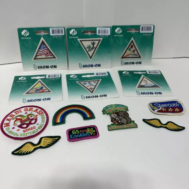 Girl Scouts Brownie Retired Try It ~ Lot of 13 Patch Badges ~ NEW