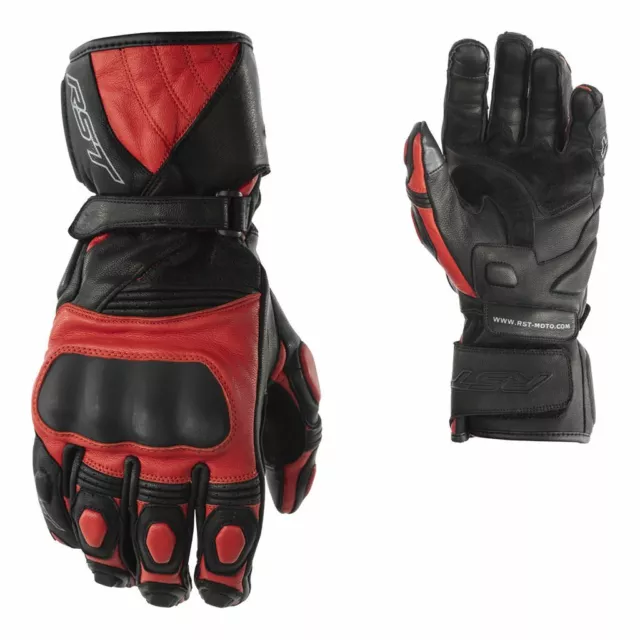 Leder Motorradhandschuhe > RST GT CE Gepanzertes Motorrad Sport - Schwarz / Rot