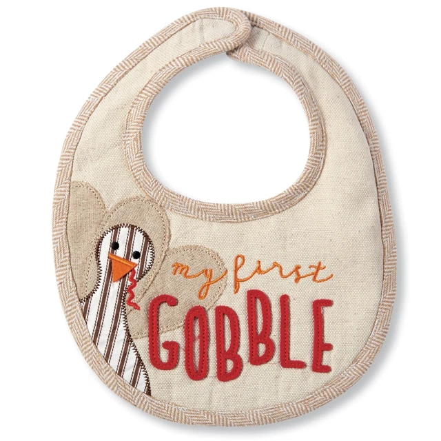 Mud Pie My First Gobble Turkey Thanksgiving Appliqued Baby Toddler Bib