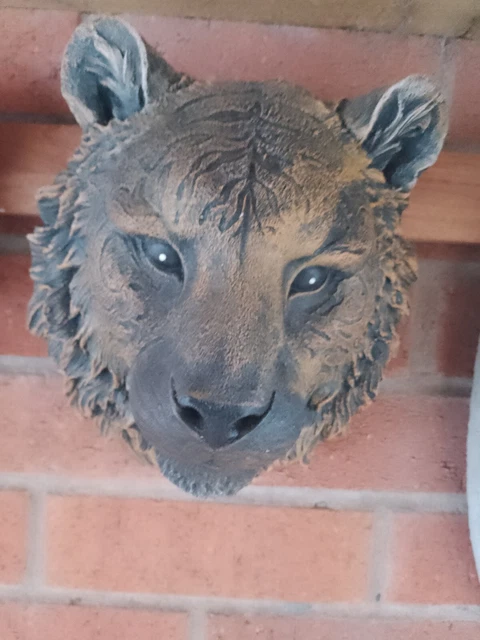 Steingarten Detaillierter Tigerkopf Wand Hängeplakette Ornament
