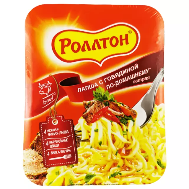 Rollton spaghetti manzo piccante (24 x 90 g) pasta istantanea piatto di pasta