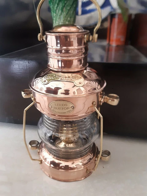 Anker-Öllampe aus Messing und Kupfer