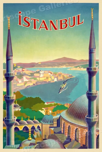 1939 Visit Istanbul Turkey Vintage Style Classic Travel Poster - 16x24
