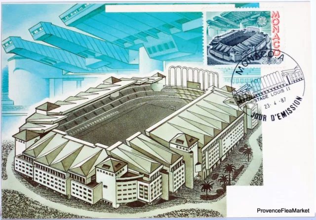 Yt 1565 STADE LOUIS II  MONACO CARTE MAXIMUM 1° JOUR FCP