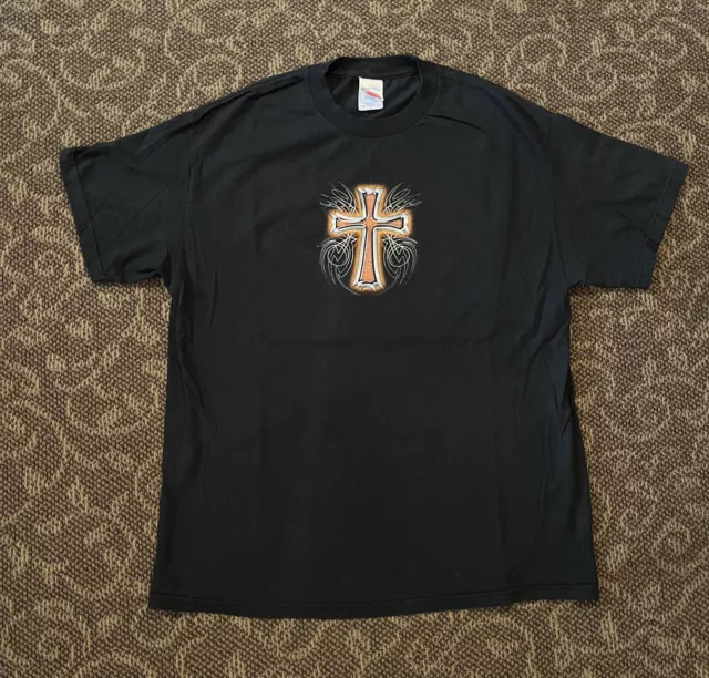 Men’s Vintage Jesus Christ Cross Crucifixion Shirt L Gods Only Son Kerusso Art🔥