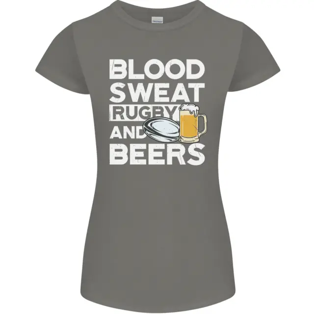 Blood Sweat Rugby and Beers T-shirt divertente da donna Petite Cut 9