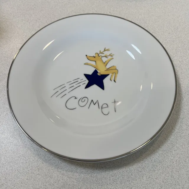 Pottery Barn Christmas Reindeer COMET On Star 8.5” Plate Made In Japan Retired