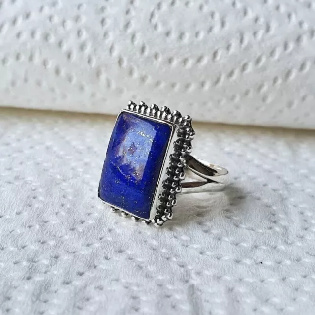 925 Plata de Ley Estilo Indio Lapis Lazuli 100% Genuino Handmade Joyería 2