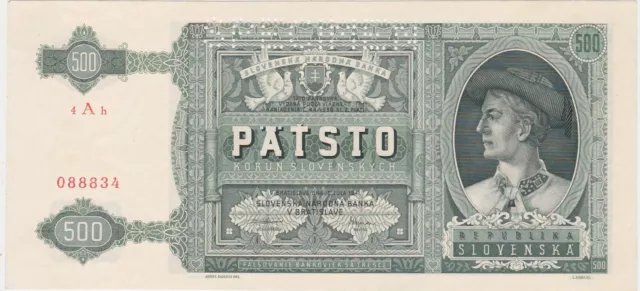 Slovakia 500 Korun 1941 aUNC specimen