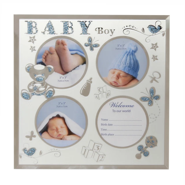 GMFrames Cadre Photo De 12 Mois Pour Bébé - Collage Photo Blanc Avec Passe-partout - Affiche Une Photo De 12 X 17 Cm Et Douze Photos De 6,3 X 8,9 Cm