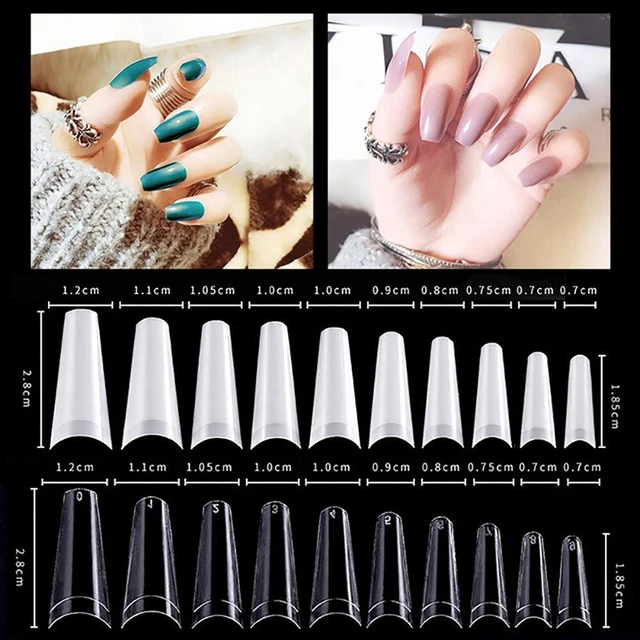 500/1000 piezas de acrílico francés uñas falsas arte artificial uñas falsas gel transparente completo