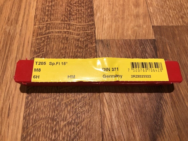 Dormer T205 Carbide Spiral Flute Machine Tap - Metric M8 6H HM