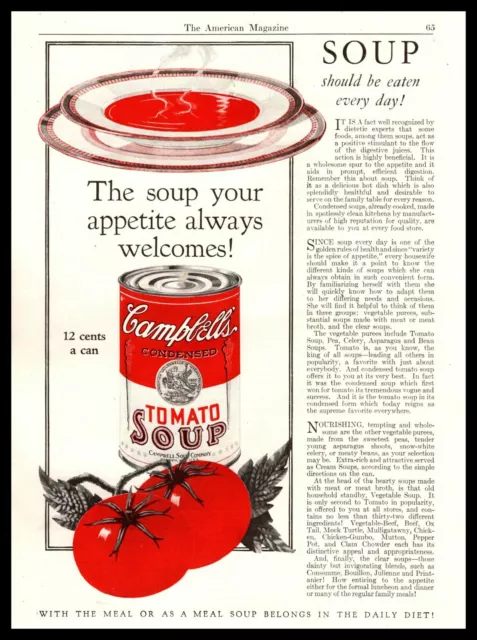 1926 Campbell's Tomato Soup "The Soup Your Appetite Alwasys Welcomes!" Print Ad