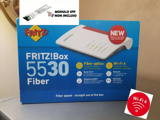 Fritzbox 5530 Router Mesh WiFi 6 2.400Mbit+600 Fiber 2.5 Gbit/s MANCA MODULO SFP