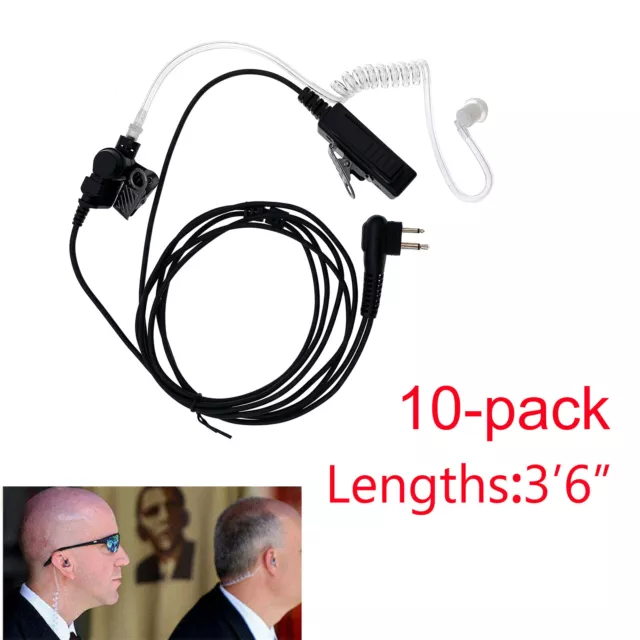 Lot 10 2 WIRE SURVEILLANCE MIC EARPIECE FOR MOTOROLA CP200 PR400 RADIO HEADSET